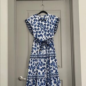 Abercrombie & Fitch Blue and White Patterned Dress Women 100% Cotton